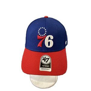 ‘47 Brand MVP NBA Philadelphia 76ers Blue Red White Adjustable Cap Hat - OSFM